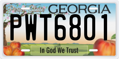 GA license plate PWT6801