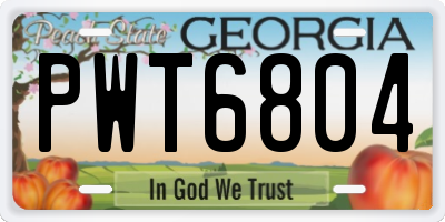 GA license plate PWT6804