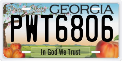 GA license plate PWT6806