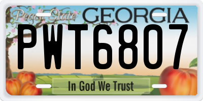 GA license plate PWT6807
