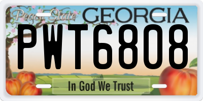 GA license plate PWT6808