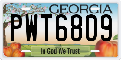 GA license plate PWT6809