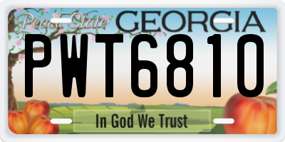 GA license plate PWT6810