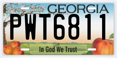 GA license plate PWT6811