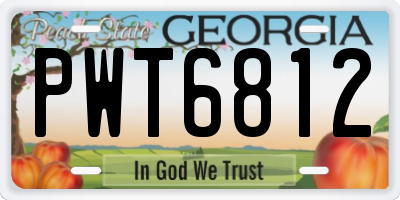 GA license plate PWT6812