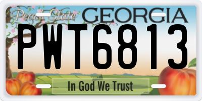 GA license plate PWT6813