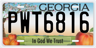 GA license plate PWT6816