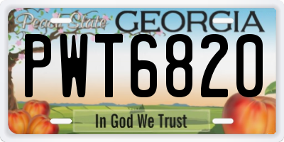 GA license plate PWT6820