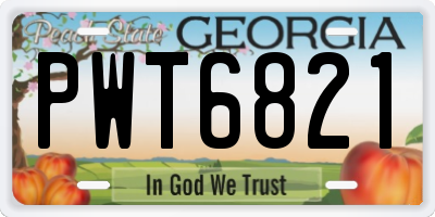 GA license plate PWT6821