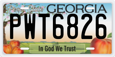 GA license plate PWT6826