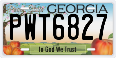 GA license plate PWT6827