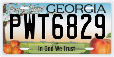 GA license plate PWT6829