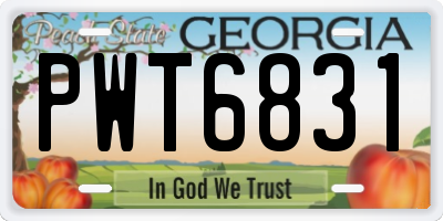 GA license plate PWT6831