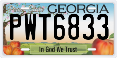 GA license plate PWT6833