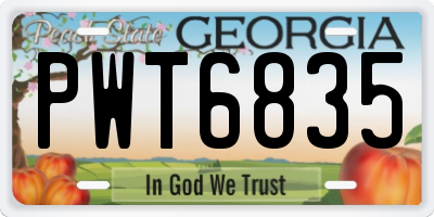 GA license plate PWT6835