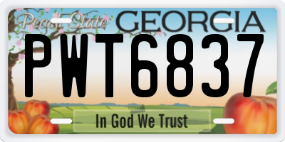 GA license plate PWT6837
