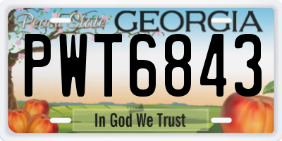 GA license plate PWT6843