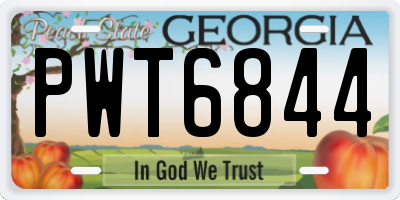 GA license plate PWT6844