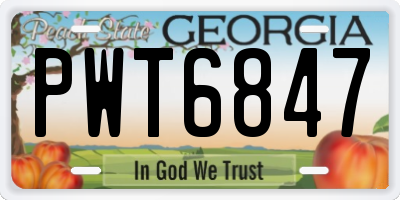 GA license plate PWT6847