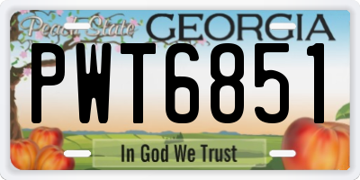 GA license plate PWT6851
