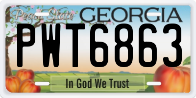 GA license plate PWT6863