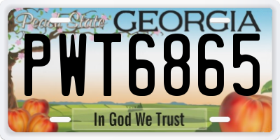 GA license plate PWT6865
