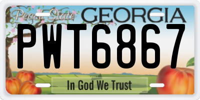 GA license plate PWT6867