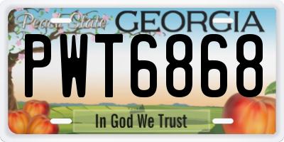 GA license plate PWT6868