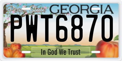 GA license plate PWT6870