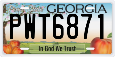 GA license plate PWT6871
