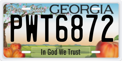 GA license plate PWT6872