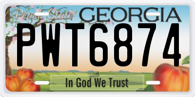 GA license plate PWT6874