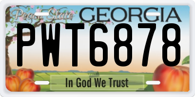 GA license plate PWT6878