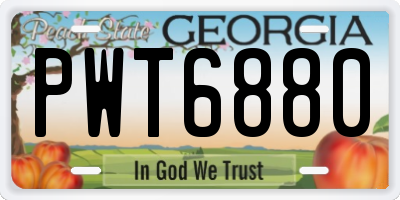 GA license plate PWT6880