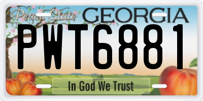 GA license plate PWT6881