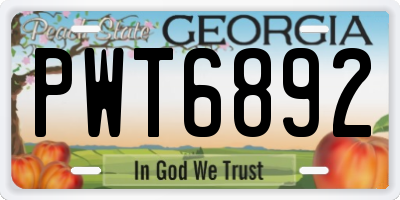GA license plate PWT6892