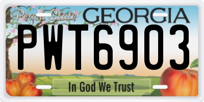 GA license plate PWT6903