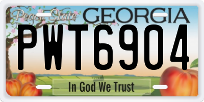 GA license plate PWT6904