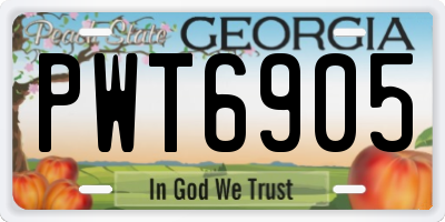 GA license plate PWT6905