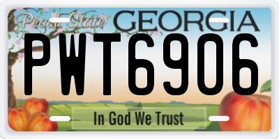 GA license plate PWT6906