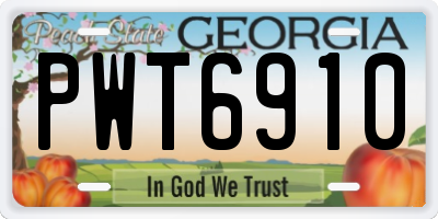 GA license plate PWT6910