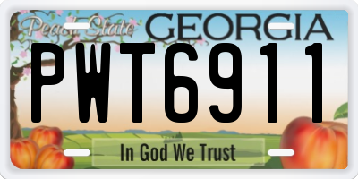 GA license plate PWT6911