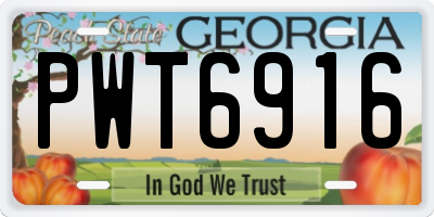 GA license plate PWT6916