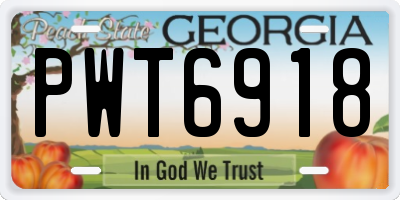 GA license plate PWT6918