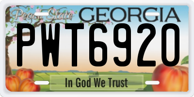 GA license plate PWT6920