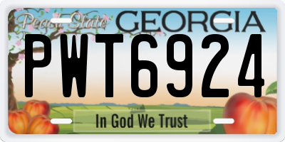 GA license plate PWT6924