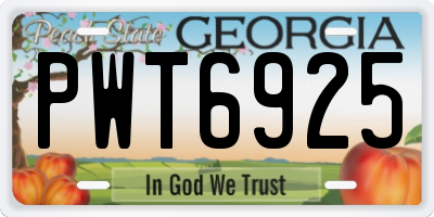 GA license plate PWT6925