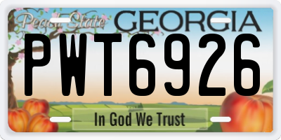 GA license plate PWT6926