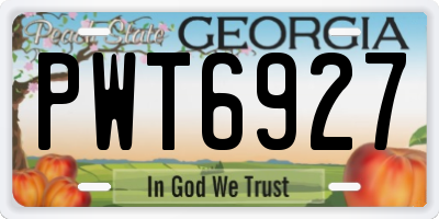 GA license plate PWT6927