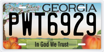 GA license plate PWT6929